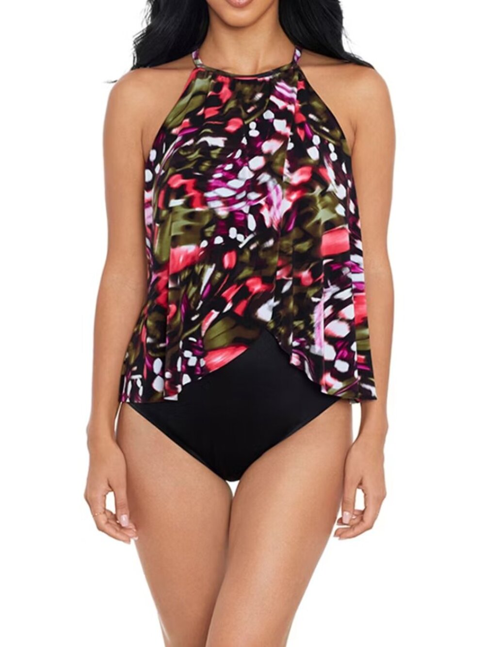 Magicsuit 'Aubrey' Flutter-Front One-Piece Swimsuit, Black Multi